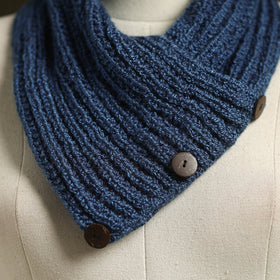 Blue - kumaun hand knitted woollen button cowl 34