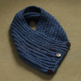 Blue - kumaun hand knitted woollen button cowl 34