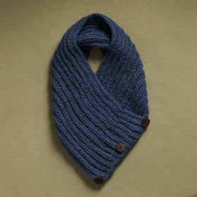 Blue - kumaun hand knitted woollen button cowl 34