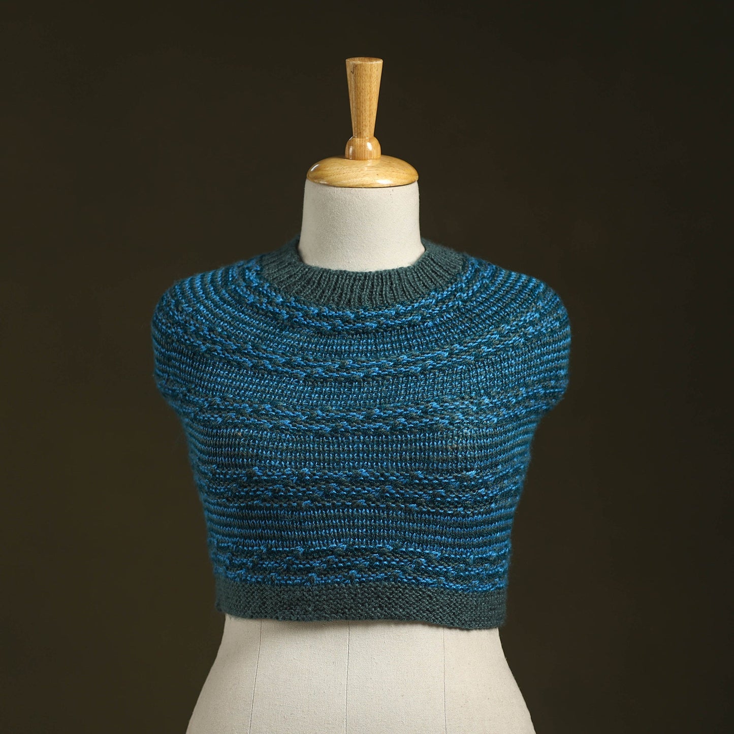 Blue - kumaun hand knitted woollen cowl 04 - handcrafted