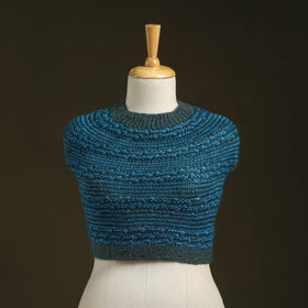 Blue - kumaun hand knitted woollen cowl 04 - handcrafted