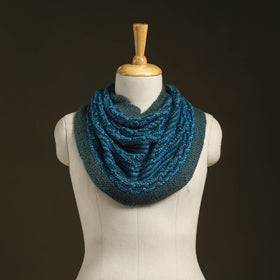 Blue - kumaun hand knitted woollen cowl 04 - handcrafted