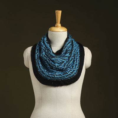 Blue - kumaun hand knitted woollen cowl 17 - handcrafted