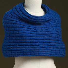 Blue - kumaun hand knitted woollen cowl 44 - handcrafted