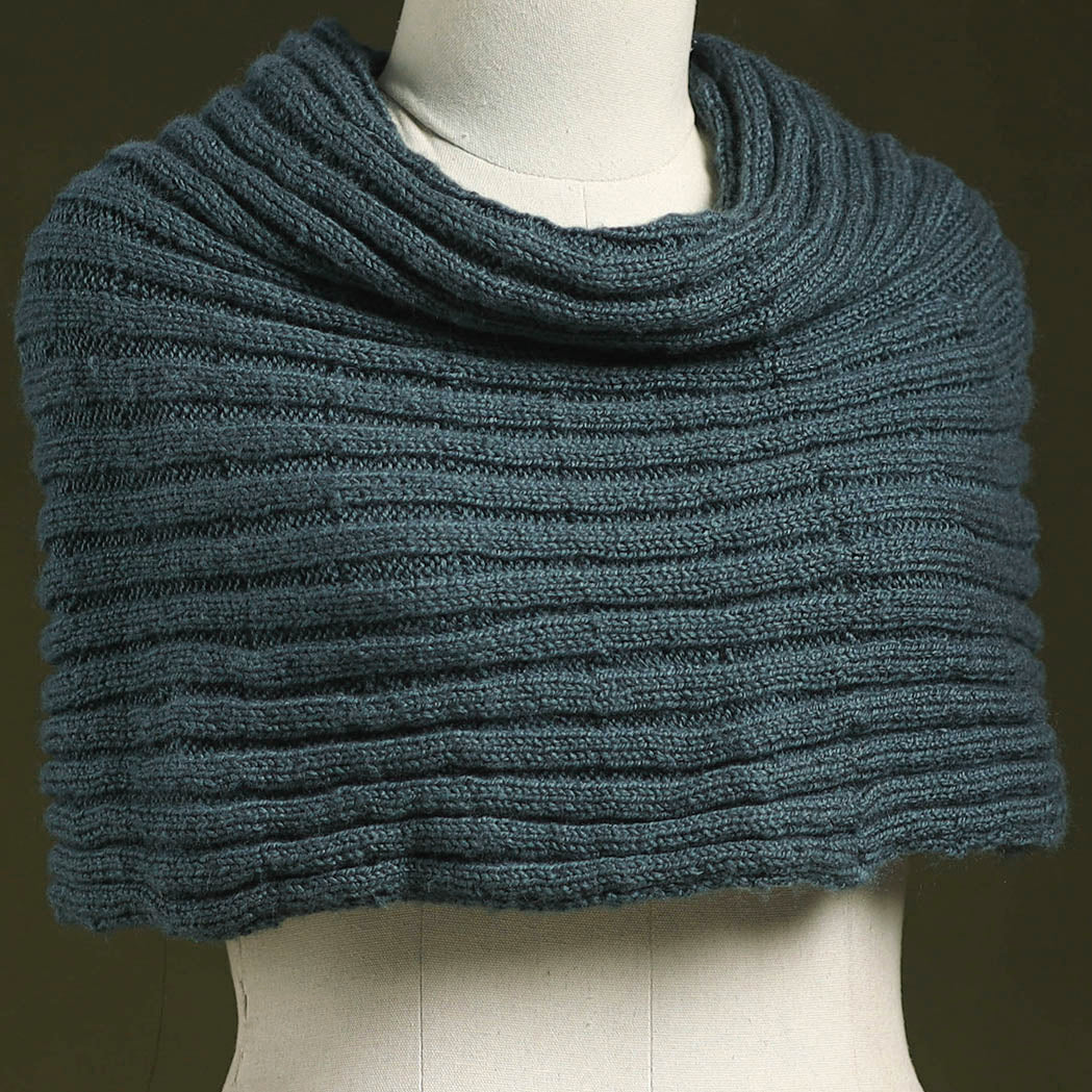 Blue - kumaun hand knitted woollen cowl 55 - handcrafted