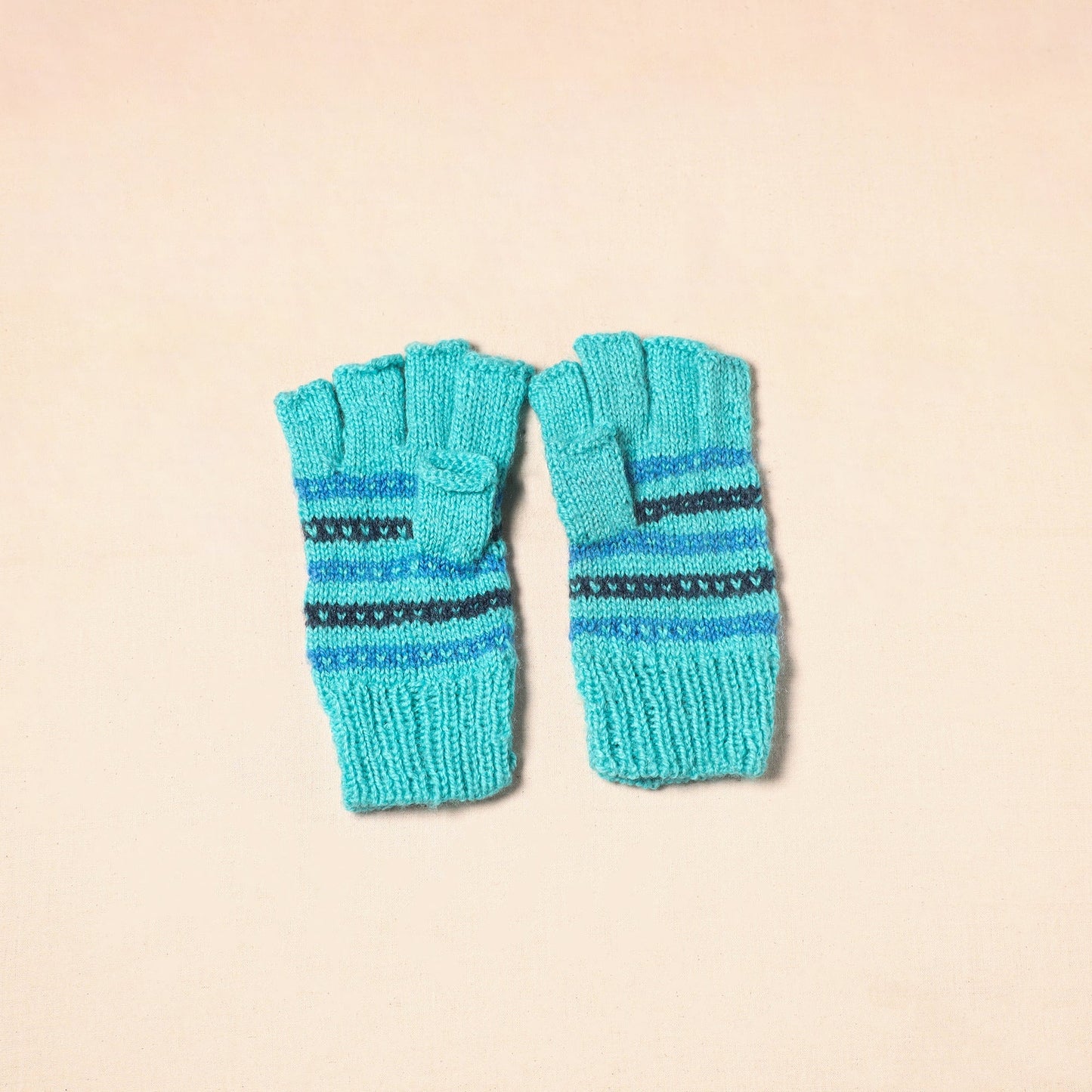 Blue Kumaun Hand Knitted Woollen Hand Gloves (Adult)