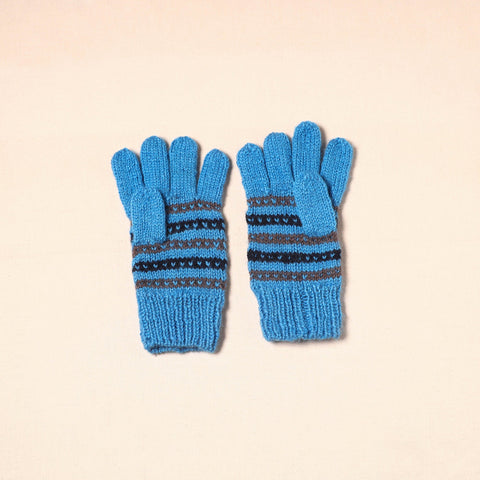 Blue Kumaun Hand Knitted Woollen Hand Gloves (Adult)