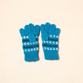 Blue Kumaun Hand Knitted Woollen Hand Gloves (Adult)