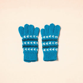 Blue Kumaun Hand Knitted Woollen Hand Gloves (Adult)