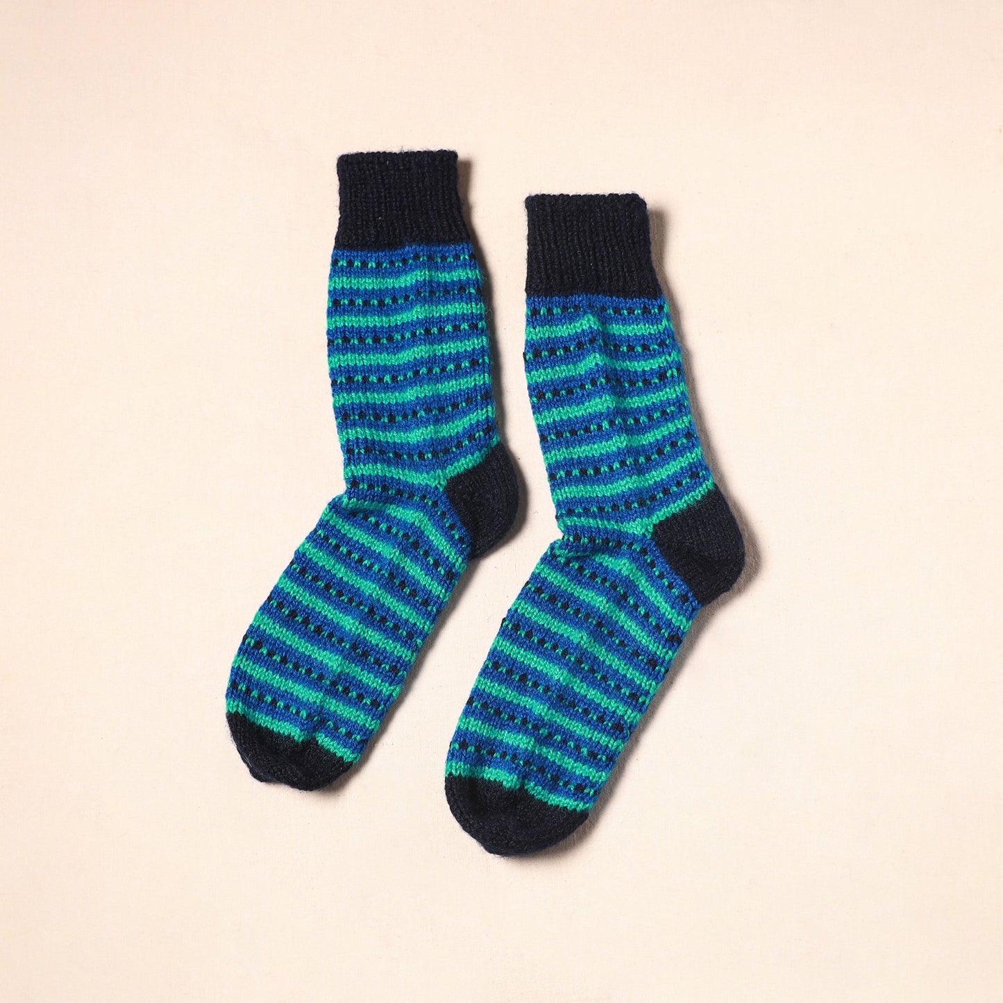 Blue Kumaun Hand Knitted Woollen Socks (Adult) 