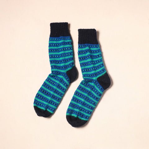 Blue Kumaun Hand Knitted Woollen Socks (Adult) 