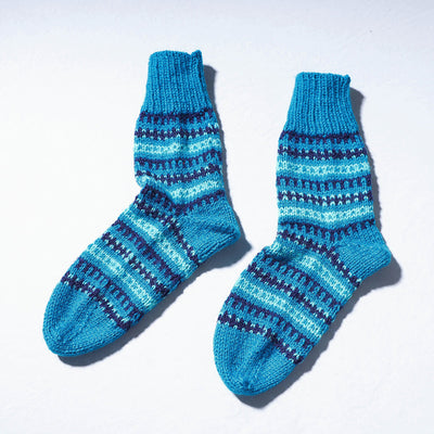 Blue Kumaun Hand Knitted Woolen Socks (Adult)