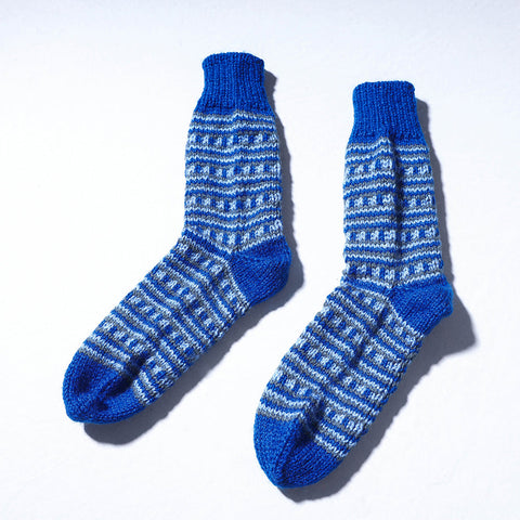 Blue Kumaun Hand-knitted Woolen Socks (Adult)