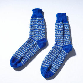 Blue Kumaun Hand-knitted Woolen Socks (Adult)