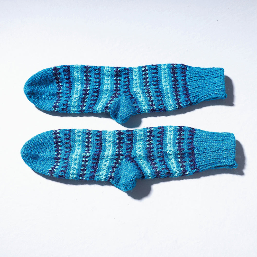 Blue Kumaun Hand Knitted Woolen Socks (Adult)