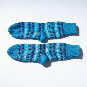 Blue Kumaun Hand Knitted Woolen Socks (Adult)