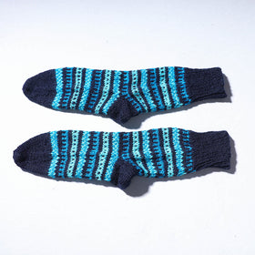 Blue Kumaun Hand Knitted Woolen Socks (Adult)