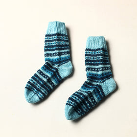  Blue Kumaun Hand Knitted Woolen Socks - Kids