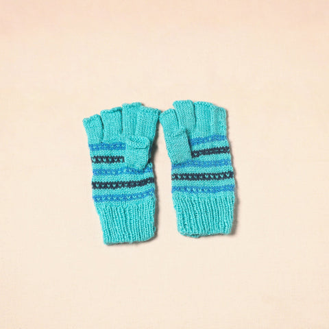 Blue Kumaun Hand Knitted Woollen Hand Gloves (Adult)