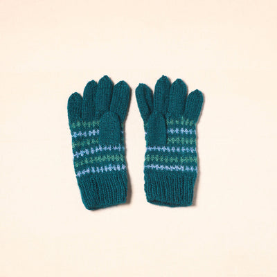 Green Kumaun Hand Knitted Woollen Hand Gloves (Adult)