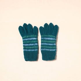 Green Kumaun Hand Knitted Woollen Hand Gloves (Adult)