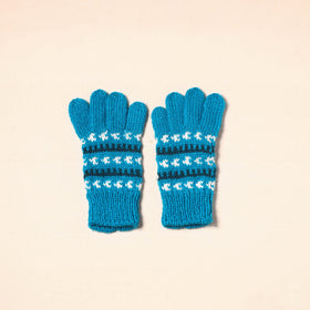 Blue Kumaun Hand Knitted Woollen Hand Gloves (Adult)