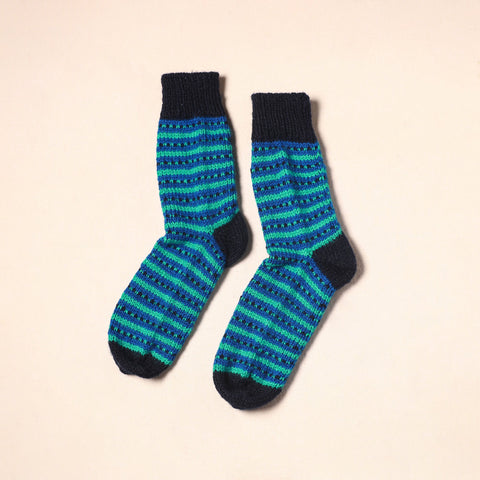 Blue Kumaun Hand Knitted Woollen Socks (Adult) 