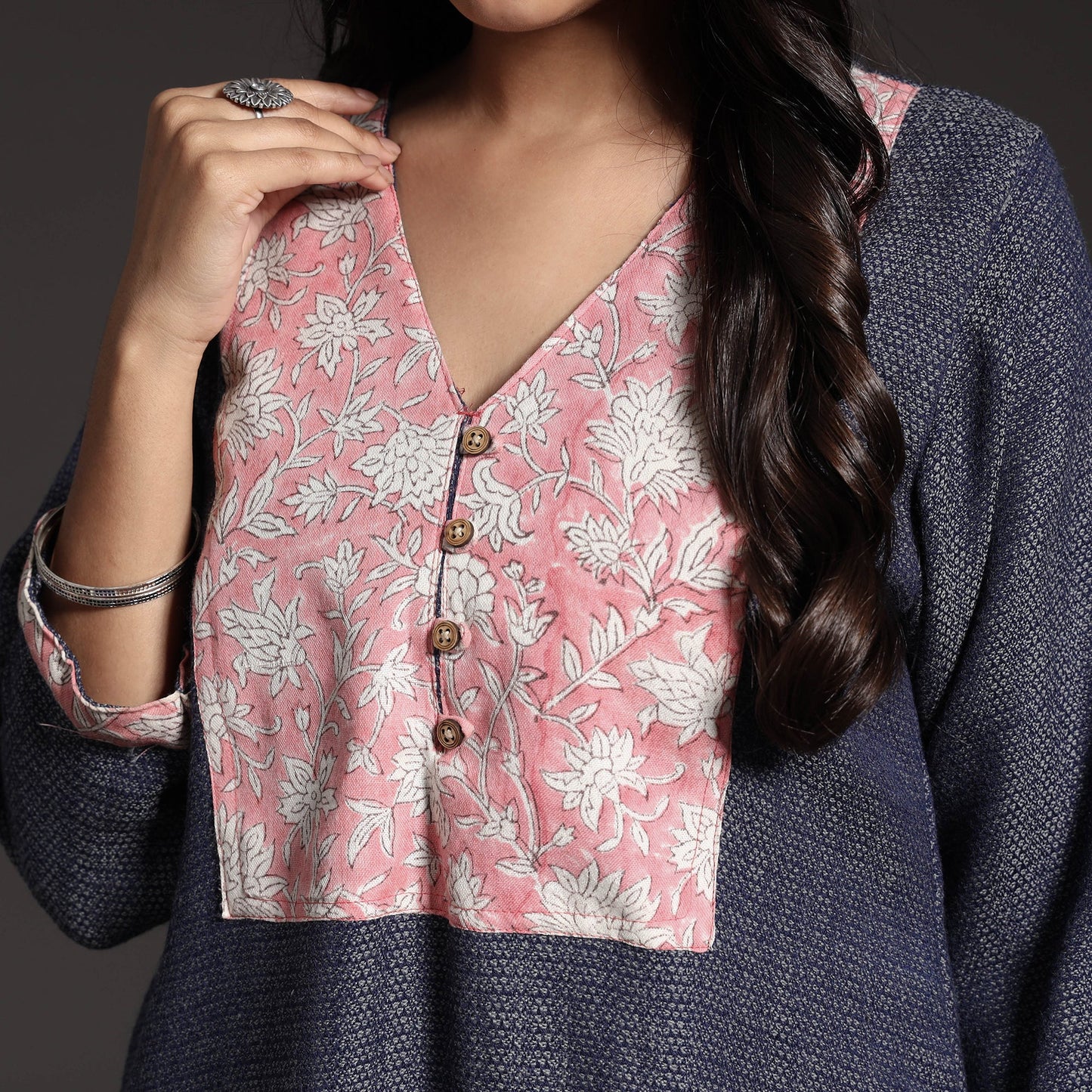 Blue - kumaun handwoven a-line merino woolen kurta