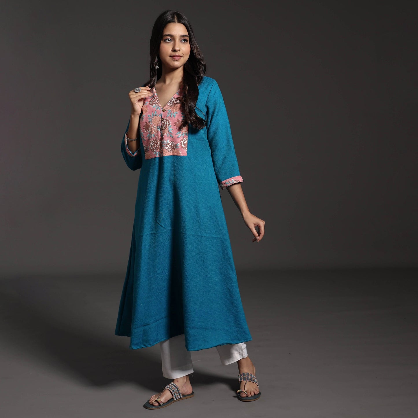 Kumaun Handwoven A-Line Merino Woolen Kurta for Women