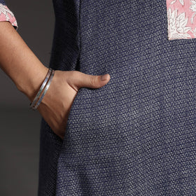 Blue - kumaun handwoven a-line merino woolen kurta