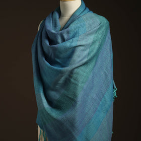 Blue - kumaun handwoven merino wool shawl for women 32