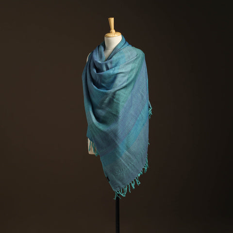 Blue - kumaun handwoven merino wool shawl for women 32