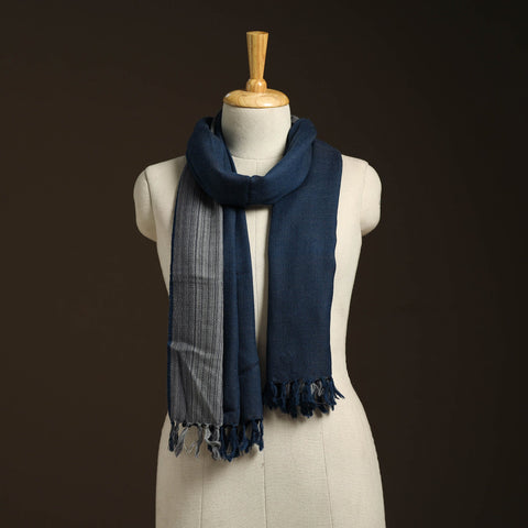 Blue - kumaun handwoven merino wool stole 86 - handcrafted