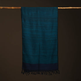 Blue - kumaun handwoven merino wool x cotton stole 96