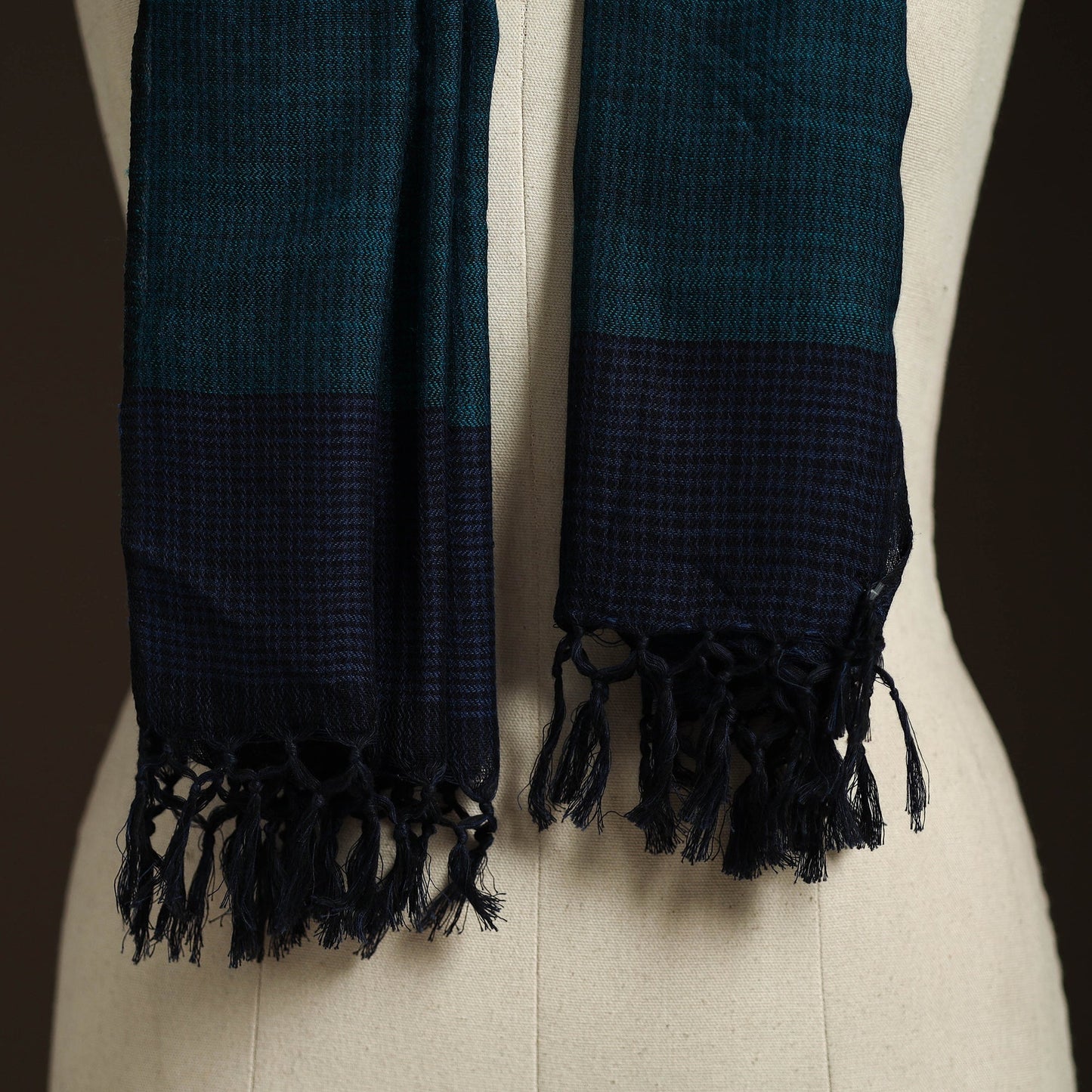 Blue - kumaun handwoven merino wool x cotton stole 96