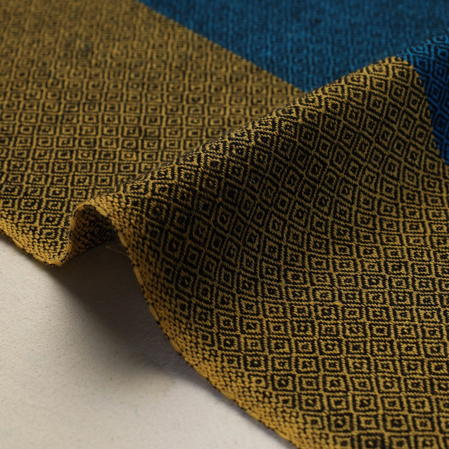 Blue Kumaun Handwoven Merino Woollen Fabric