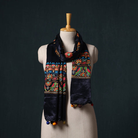 Kutch aari hand embroidery mashru silk stole 46