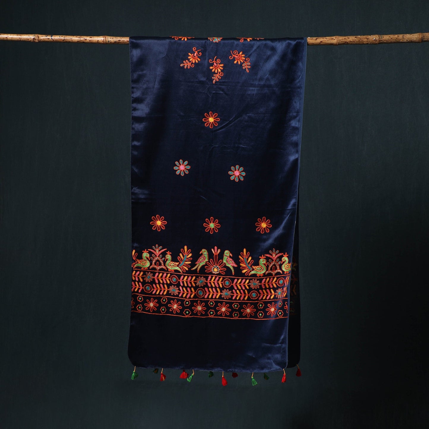 Kutch aari hand embroidery mashru silk stole 61