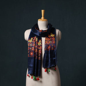 Kutch aari hand embroidery mashru silk stole 61