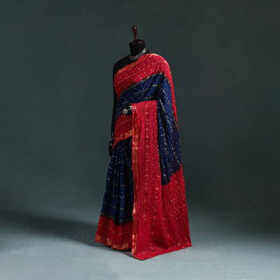Kutch bandhani tie-dye cotton saree with blouse piece 13