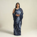 Blue - kutch bandhani tie-dye cotton saree with blouse