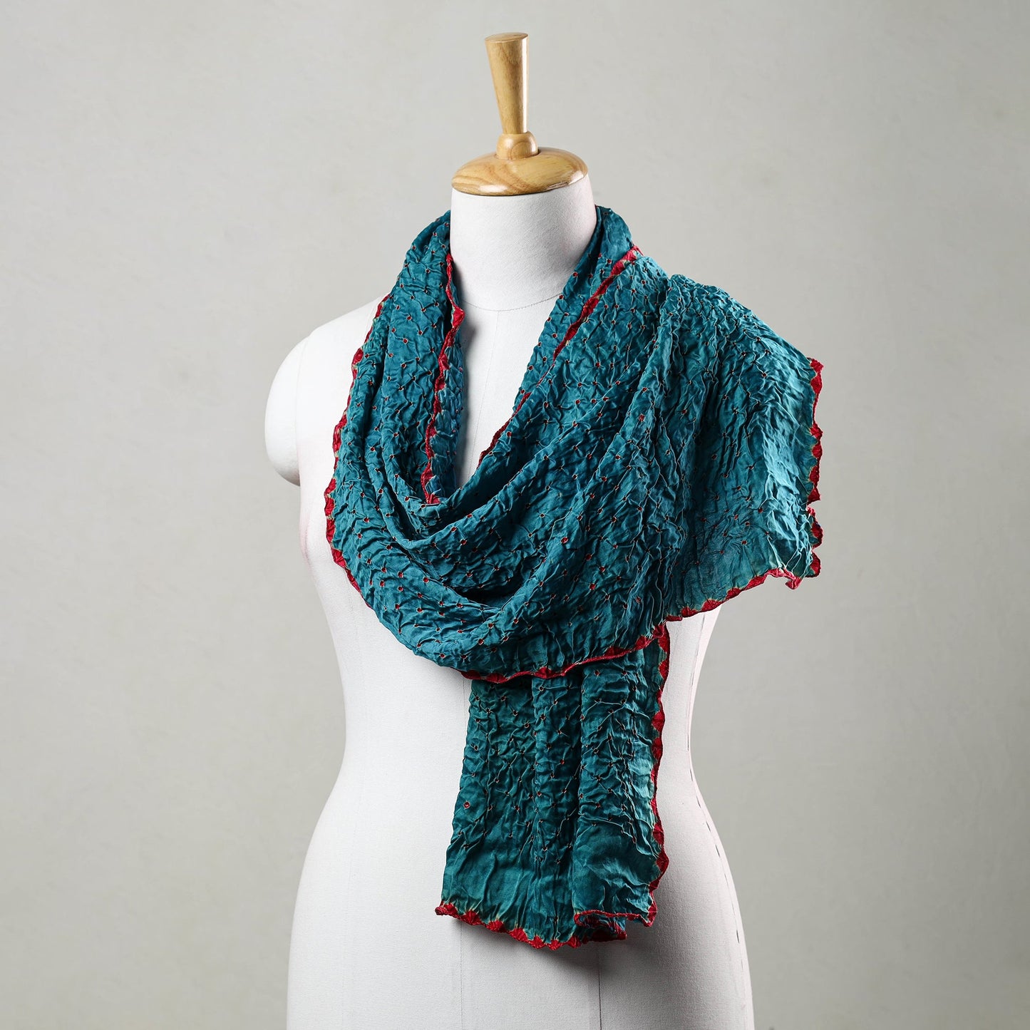 Blue - Kutch Bandhani Tie-Dye Modal Silk Stole 06