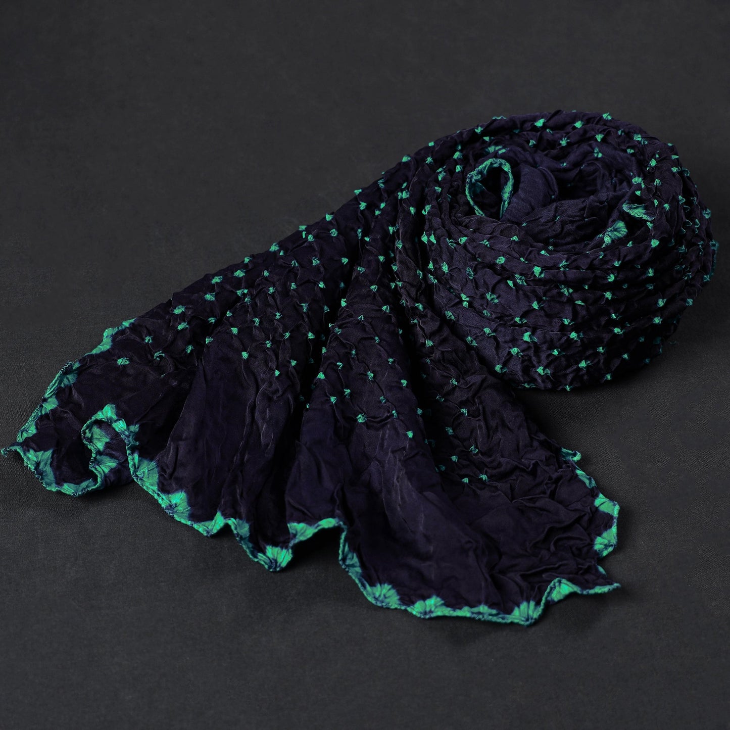 Kutch Bandhani Silk Stole - Tie-Dye Artistry