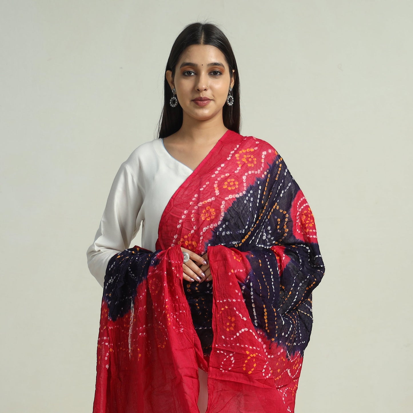  Kutch Bandhani Tie-Dye Mul Cotton Dupatta 48 