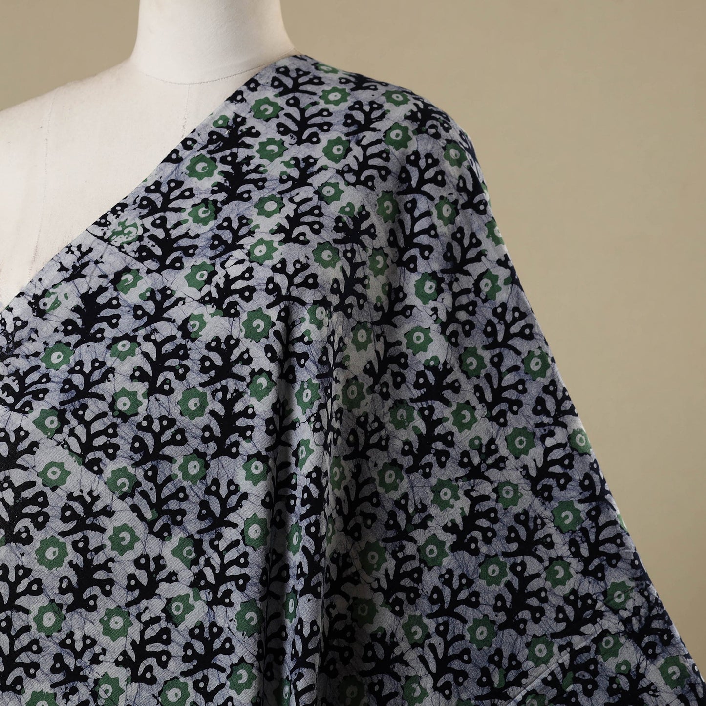 Blue - kutch batik cotton fabric 08 - handcrafted