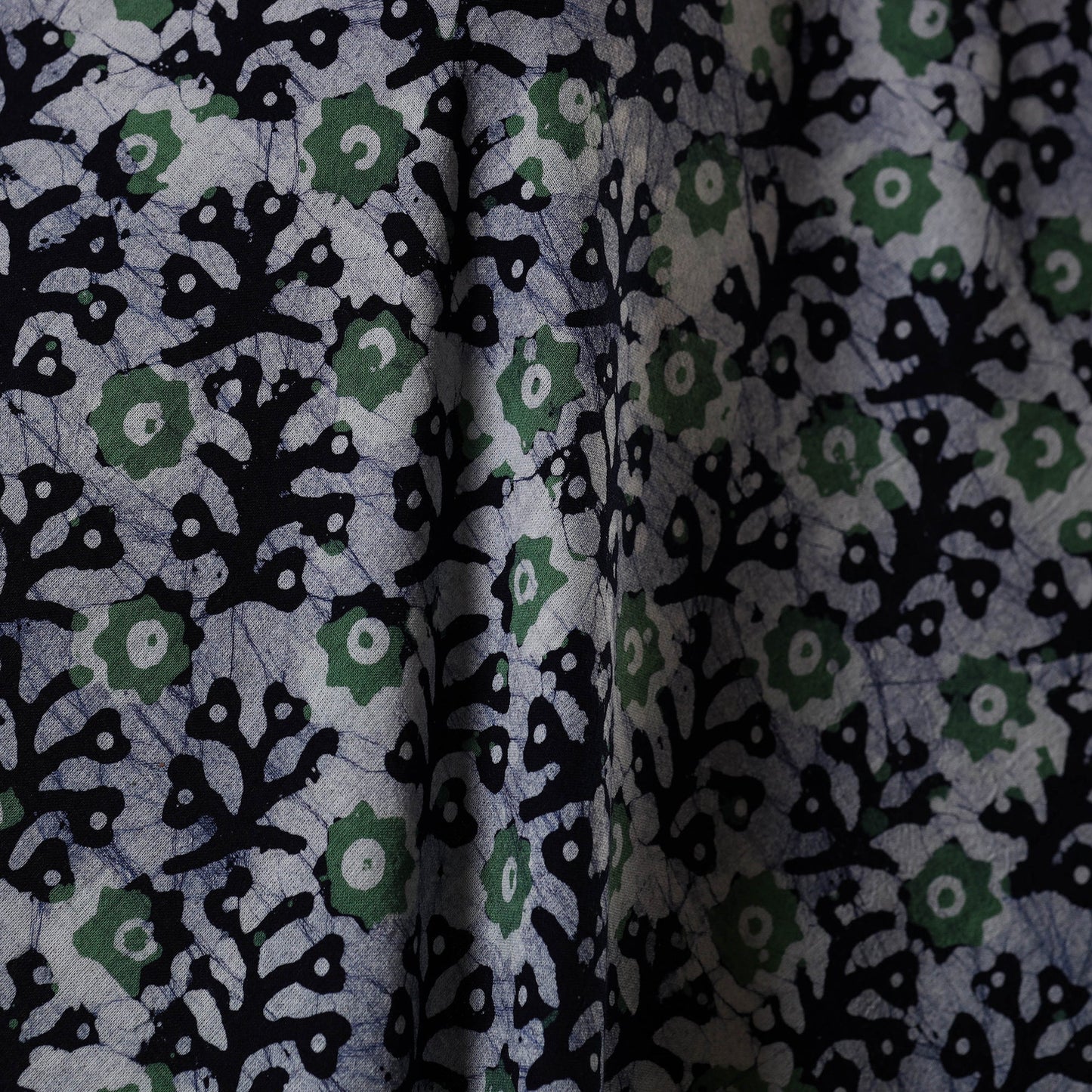 Blue - kutch batik cotton fabric 08 - handcrafted