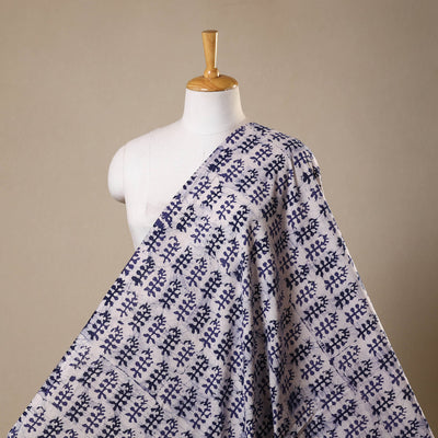 White - kutch batik cotton fabric 27 - handcrafted