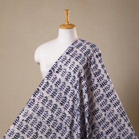 White - kutch batik cotton fabric 27 - handcrafted