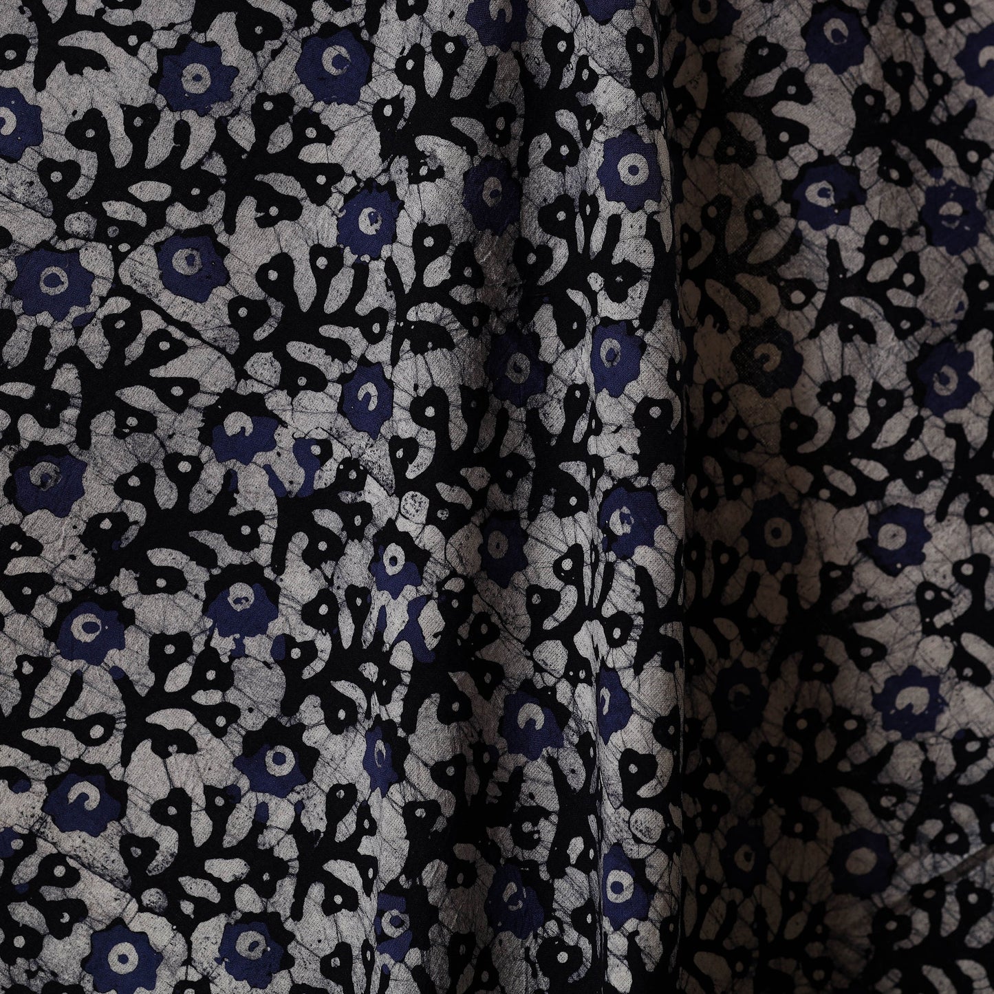 Blue - kutch batik cotton fabric 35 - handcrafted