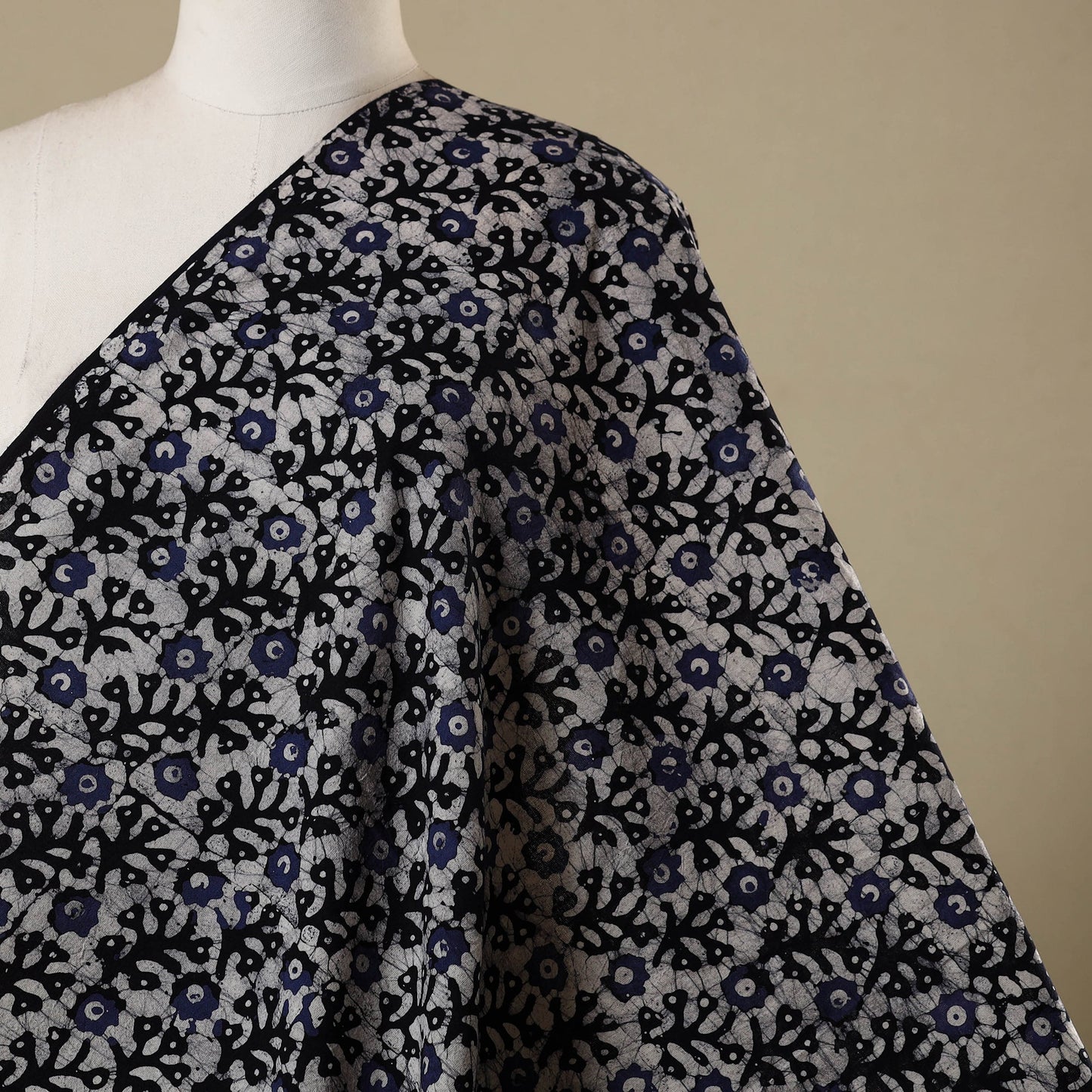 Blue - kutch batik cotton fabric 35 - handcrafted